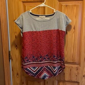 Patterned short sleeve top, S